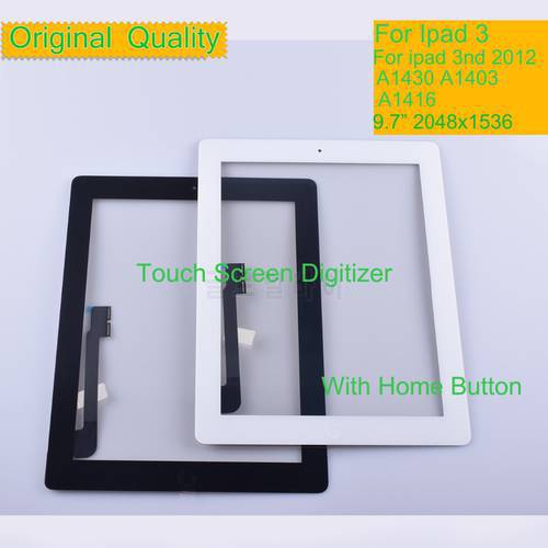 10Pcs/lot Original For Apple iPad 3 3nd 2012 Touch Screen Digitizer Sensor PanelTouchscreen Front Outer Glass with Homebutton