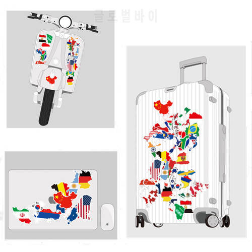 National Flag Stickers for Laptop Computer 50PCS Waterproof World Map-Flag Stickers for Travel Luggage Water Bottle Guitar Car