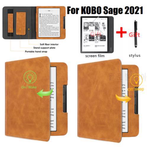 GLIGLE Hand Drag Stand Cover For Kobo Sage (2021) Case Shell+Touch Pen+Screen Film
