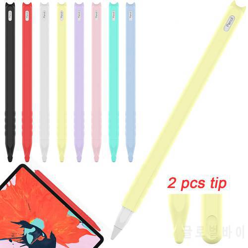 Cute Cat Ear Anti-scroll Silicone Protective Pouch Cap Holder Nib Cover Protective case Skin For Apple Pencil 2 for iPad Pencil