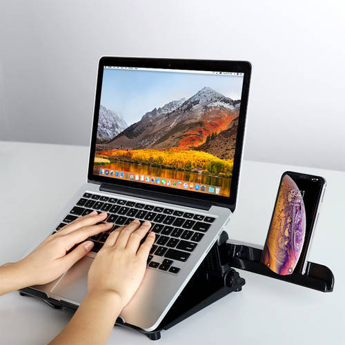 Folding Adjustable Laptop Stand Holder Bracket with Phone Holder Lift-able Computer Heightening Stand for Home and Office