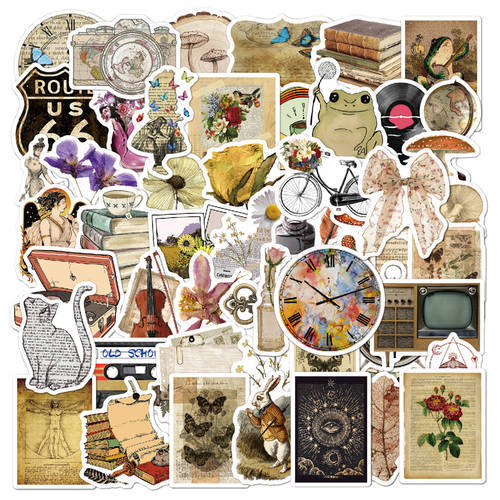Vintage Art Stickers for Computer Retro Vinyl Aesthetic Vsco Nostalgic Stickers Pack Laptop Phone Guitar Stickers for Macbook/HP