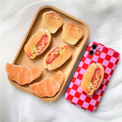 2022 New Cake cookies Irregular Folding Phone Stand Bracket For iphone 11 3D Lovely Cute Fingertip Grip Contraction Phone Holder