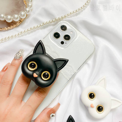 3D Cat Phone Stand Cute Vanity Mirror Ring Mobile Holder for IPhone 13 12Pro Max X 8 Xiaomi Realme Samsung Girl Gift Portable