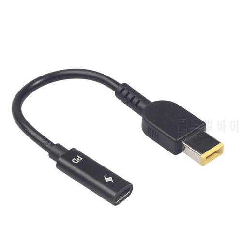 Type-C Female to Square DC Male PD Power Charger Connector Cable All-copper Conductor Induction Chip 15cm for Lenovo Thinkpad