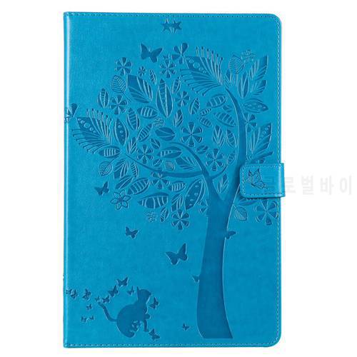 SM-T860 SM-T865 Skin for Samsung Galaxy Tab S6 10.5 inch T860 T865 Case Fashion Cat Tree Embossed Tablet Flip Stand Cover Funda