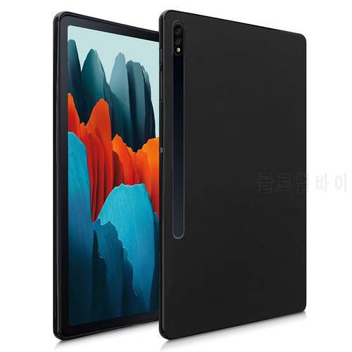 Soft Silicone Case For Samsung Galaxy Tab S7 Plus 11 12.4 2020 T870 T875 T876B T970 SM-T976B Flexible TPU Black Shell Back Cover