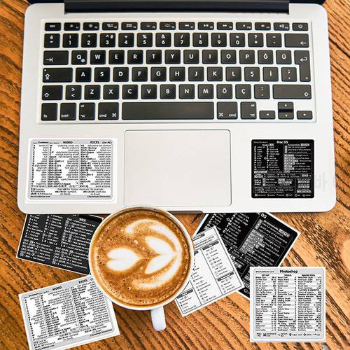 Windows + Word/Excel (for Windows)/Adobe Photoshop Quick Reference Keyboard Guide Shortcut Sticker Fit For Laptop or PC