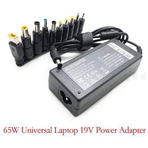 Multi-Function Power Supply Charger 65W 19V 3.42A Laptop Charger Adapter with 10 DC Ports Universal Notebook Charger