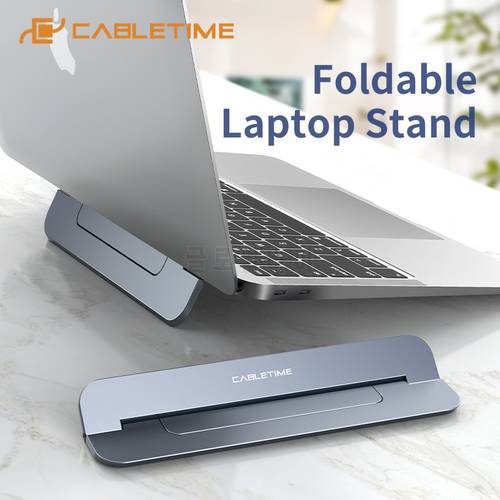 CABLETIME Laptop Stand Foldable Washable Slim Riser Heat Dissipation Space Grey Holder for 11/13/17 inch Laptop Notebook C417