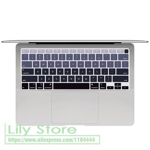 Silicone English Keyboard Skin Cover Protector For MacBook Air 13 2020 A2179 2020 Release Gradual Rainbow Color Protective