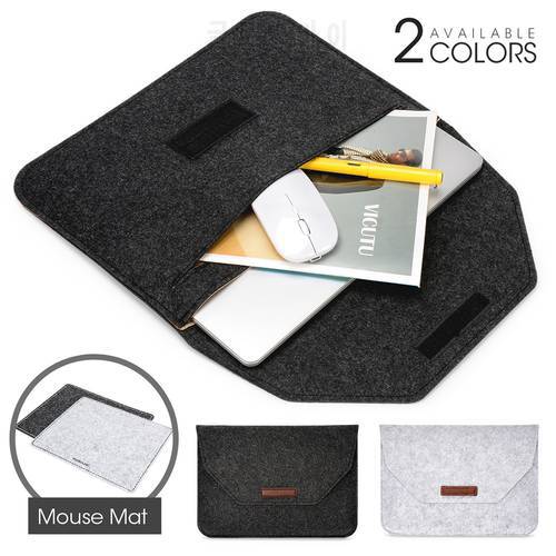 2022 Laptop Velcro Felt Sleeve Bag 11 12 13 15 Inch for HuaWei MateBook Notebook For Macbook Air Retina Case with Mousepad Gift