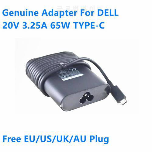 Genuine 20V 3.25A 65W TYPE-C HA65NM170 LA65NM170 Power Supply AC Adapter For DELL XPS 13 9370 9380 Latitude 5580 Laptop Charger