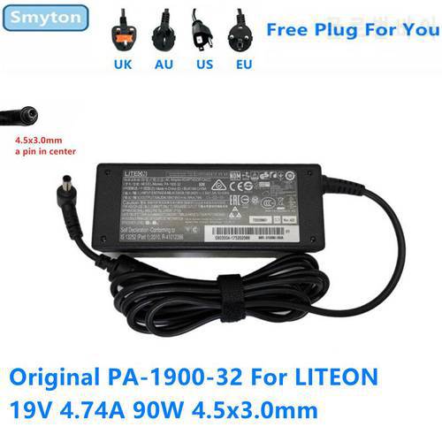 Original AC Adapter Charger For LITEON 19V 4.74A 90W 4.5x3.0mm PA-1900-32 Laptop Power Supply
