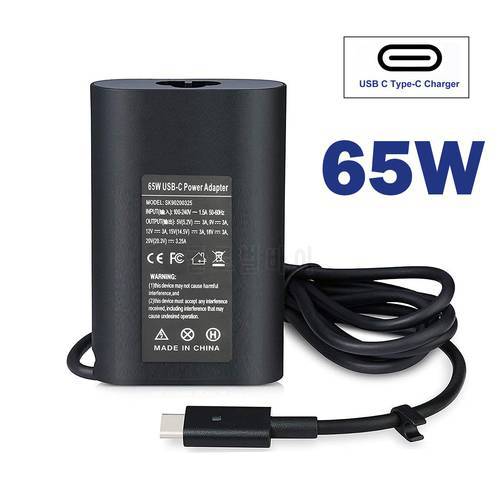65W USB Type C Laptop Adapter Charger for Dell 2in1 XPS 13 9360 9365 9370 9380 LA65NM170,02YKOF 0M1WCF AC Adapter Power Supply