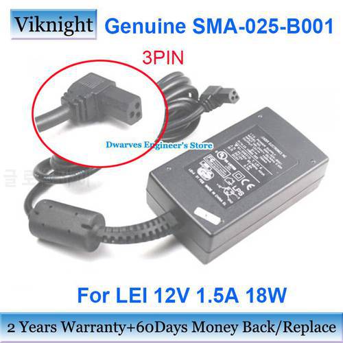 Genuine SMA-025-B001 12V 1.5A 18W Power Adapter For LEI Laptop Charger Power Supply 3PIN