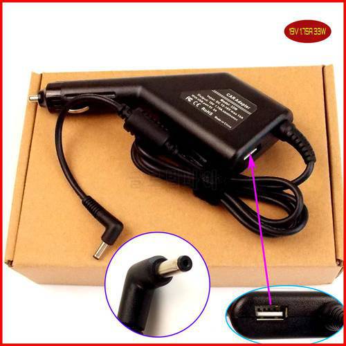 Laptop DC Power Car Adapter Charger 19V 1.75A + USB Port for ASUS VivoBook S200L S200L 3217E S200LI2365E S200E-RHI3T73