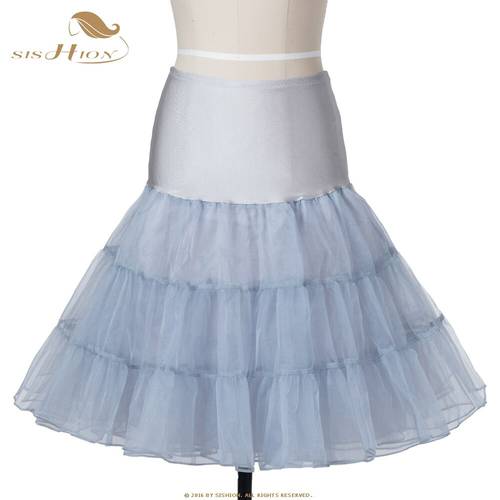 SISHION Retro Boneless Women Solid Color Puff Tutu Skirt Vintage Petticoat Swing Ball Gown Rockabilly Underskirt for Wedding 134