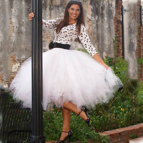 Handmade 80CM Midi Tulle Tutu Skirts for Women High Quality Ball Gown Skirt Party Props Petticoat Faldas Saia Jupe