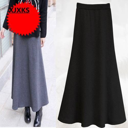 King L-5XL long skirt new 2015 women&39s winter warm skirt big yards big swing solid plus size skirts hot sale jx168