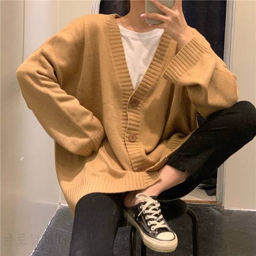 Woman Sweaters Cardigan Coat Women&39s Loose Button Knitted Cardigan Women&39s Top Loose V-neck Sweater