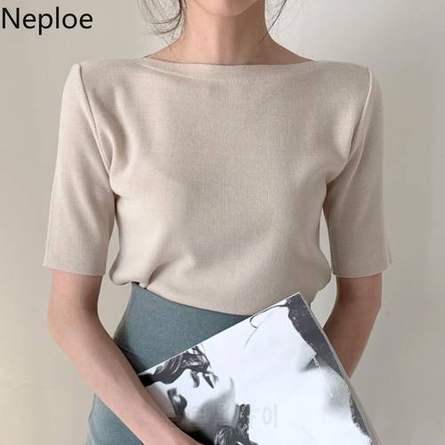 Neploe Cotton Basic T Shirts Women Solid O Neck Half Sleeve Female Tops Summer 2023 New Casual Slim Fit Ladies Tees 1C093