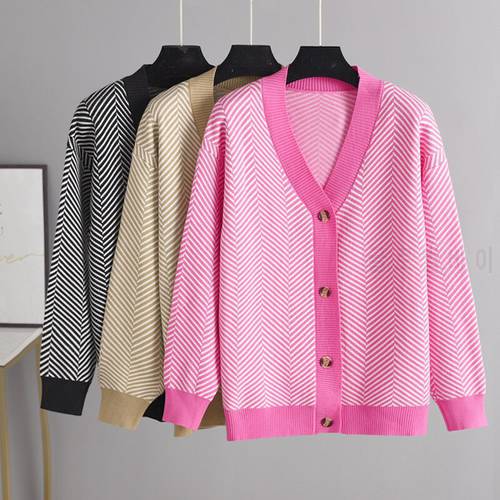 Soft Vintage Cardigans V Neck Women Button Black Christmas Cardigan Sweater Autumn Knitted Loose Oversized Sweater Jackets