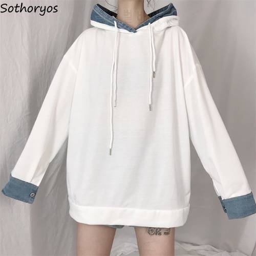 Hoodies Women Hooded Fake Two Pieces Patchwork Korean Style Chic Trendy PopularSimple Leisure Comfortable Ins All-match Loose