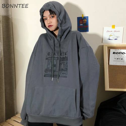 Hoodies Women Chic Aesthetic Ulzzang Printing Streetwear Soft Loose Harajuku Fashionable New Arrival Popular All-match Winter