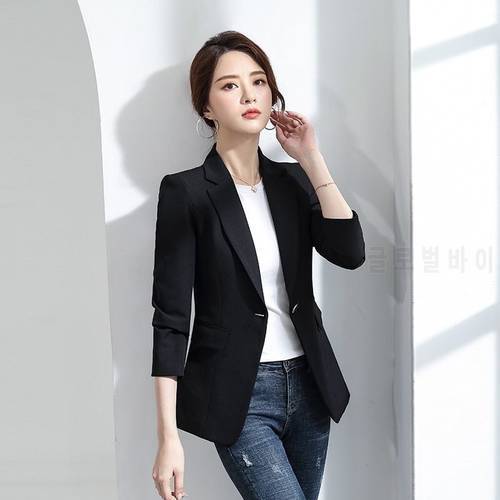 2021 Women Blazer Long-sleeved Korean Style Elegant Causal Loose Temperament Slim Office Solid Long Sleeve All-match Jacket