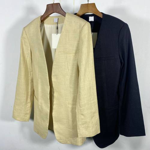 Women Coat 2021 Autumn Two-color Simple Commuter All-match Cardigan Non-buckle Suit