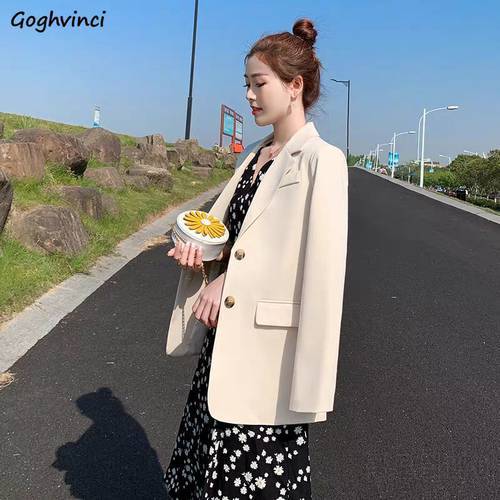 Blazers Women Solid Long Outwear Solid Single-breasted England Fashion Slender Elegant Office Womens Coats Chic Ins All-match