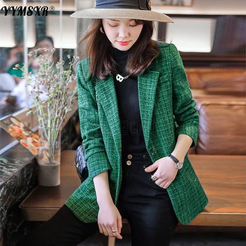 High Quality S-4XL Large Size Women&39s Suit Office Professional Wear 2022 Autumn and Winter Slim Plaid Long-sleeved Ladies Jacket