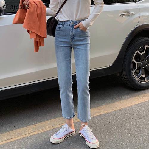 Jeans Women Denim Washed Skinny Pencil Streetwear Design Students Daily Slim Ankle-length Bottoms Casual Ins Stylish All-match