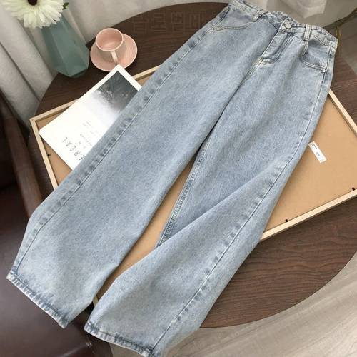 Wide leg pants women&39s new fall / winter 2019 retro straight pants high waist ins jeans for students