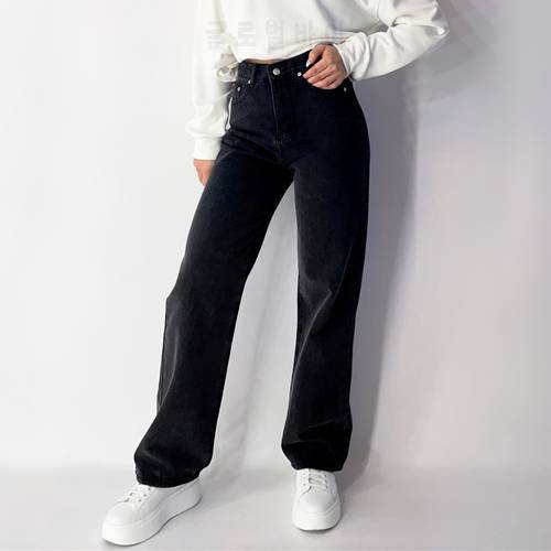 ZHISILAO Boyfriend Straight Cut High Waist Jeans Women Vintage Blue Washes Loose Longer Denim Pants Streetwear 2021