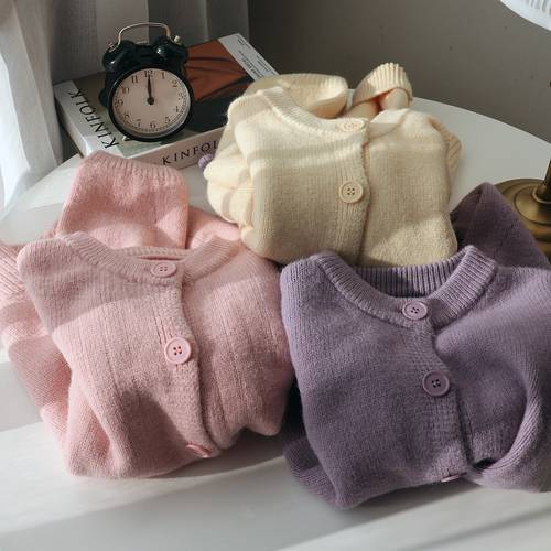 Korean Style Soft Warm Sweater Cardigan Single Breasted O Neck Solid Color Versatile Sweater Knitted Cardigan Winter Coat