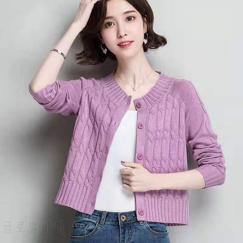 PEONFLY Korean Style Cardigan Women Fashion 2020 Single Breasted Knitted Coat Slim Winter Autumn Sweaters Female Knitwear Blue