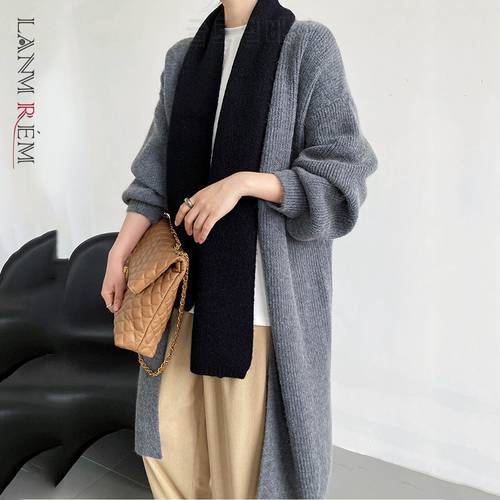 LANMREM 2023 Spring Winter New Knitted Cardigan Female Loose Long Sleeve Solid Color Sweater Women&39s Fashion Clothing 2W1464