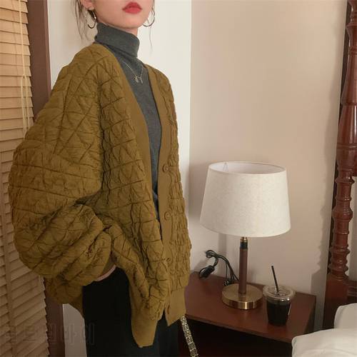 Women V-Neck Single-Breasted Jacket New Fashion Long Sleeve Female Solid Coats 2021 Autumn Ladies Outwear