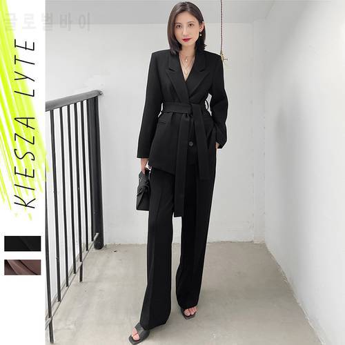 Women Elegant 2 Piece Set Casual Black Blazer Jacket Long Pants Sets Female 2022 Autumn New British Style Ladies Suit