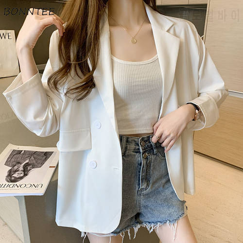 Blazers Women Long Sleeve Fashion Leisure Korean Style Notched All-match Elegant Solid Office Lady Clothing Temperament Popular