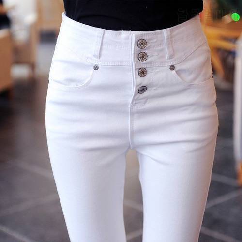 Woman Jeans Pants Autumn And Winter High Waist Women White Tappered Pencil Pants Women Pantalones Vaqueros Mujer
