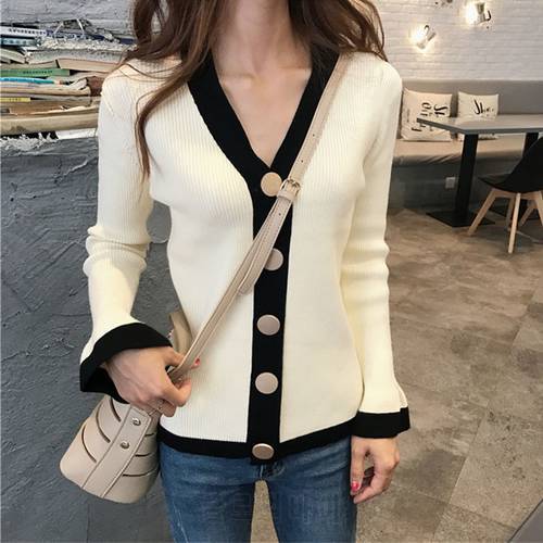 Women Knitted Cardigan Coat Autumn Winter 2020 New Casual V-Neck Sweaters Long Sleeve Crochet Knit Sweater Female Top Pull Femme