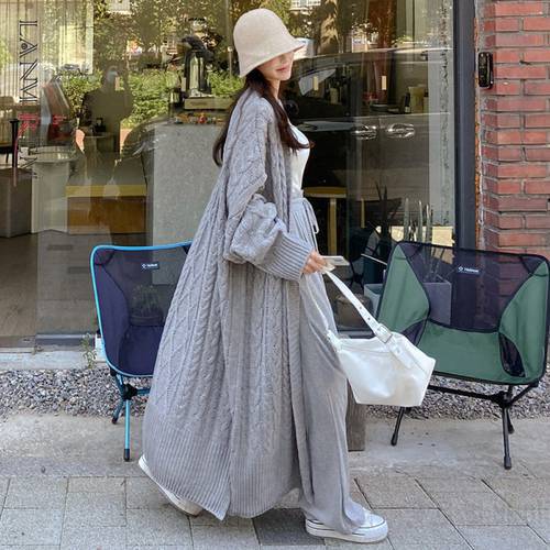 LANMREM 2023 Winter New Sweater Cardigan Women Loose Long Sleeve Solid Color Thickened Twist Knitted Coat Female Fashion 2W662
