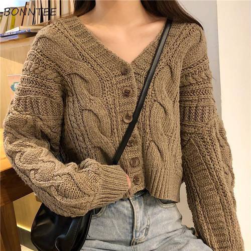 Sweater Cardigans Women Elegant Solid Single Breasted Jumper V-Neck Autumn Fashion Womens Loose Casual Daily Knitted Lazy Retro