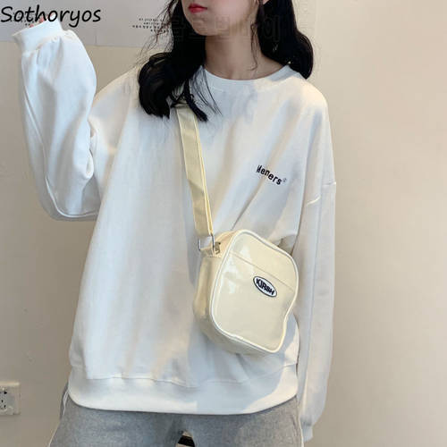 Hoodies Women O-neck Letter All-match Thin Sweatshirt Students Chic Fashion Long Sleeve Vintage Outwork Teens New Casual Simple