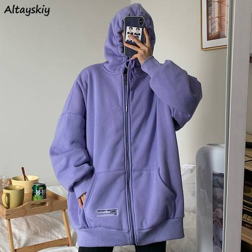 Hoodies Women Long Sleeve Zip-up Hooded All-match Leisure Clothing Ulzzang Ladies Simple Autumn Korean Fashion New Design Casual