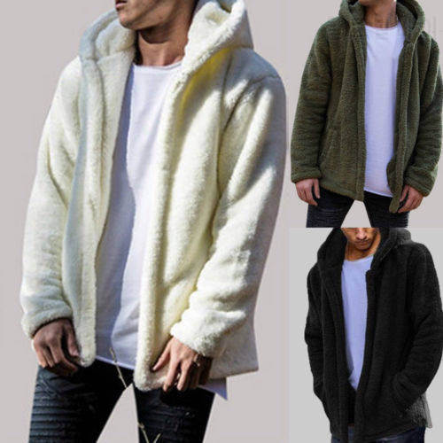 Men Winter Teddy Bear Fleece Fur Fluffy Coat Jackets Jumper Outwear Oversized Warm Autumn Outwear Plush Long Sleeve Jackets