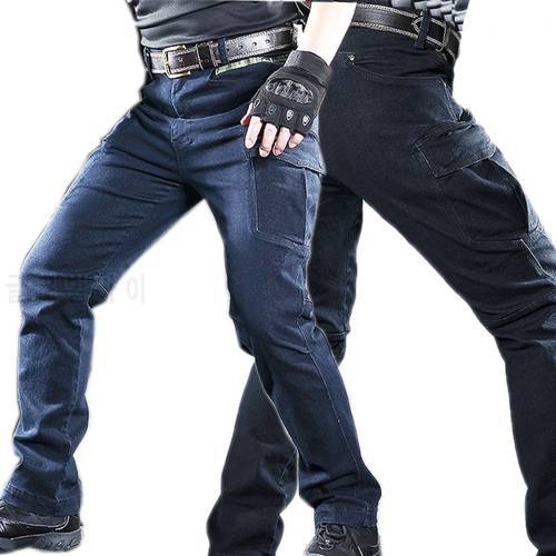 Jeans Men Tactical Jeans Denim Pants Stretchy Trousers Comfortable full length Multi Pockets Commuter Wear resistant Work pants